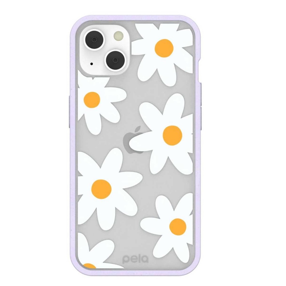 *Brand New* Pela - Clear Daisy iPhone 13 Case With Lavender Ridge